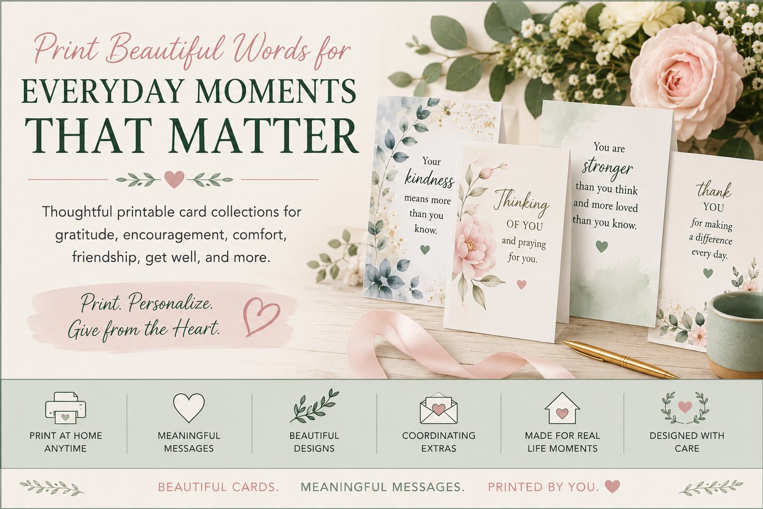 Printable Everyday Greeting Card Collections page feature