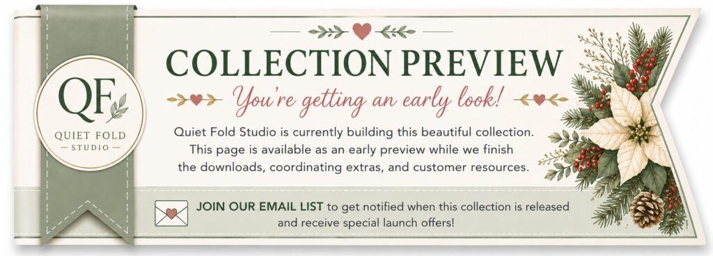 Printable Holiday Greeting Card Collections hub page preview ribbon