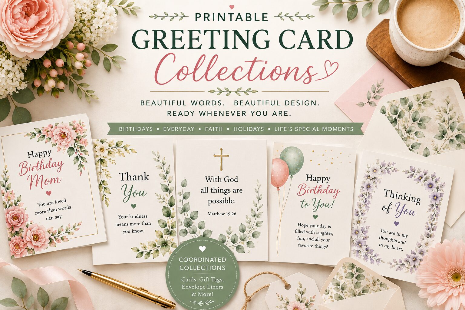 Printable greeting card collections main page feature